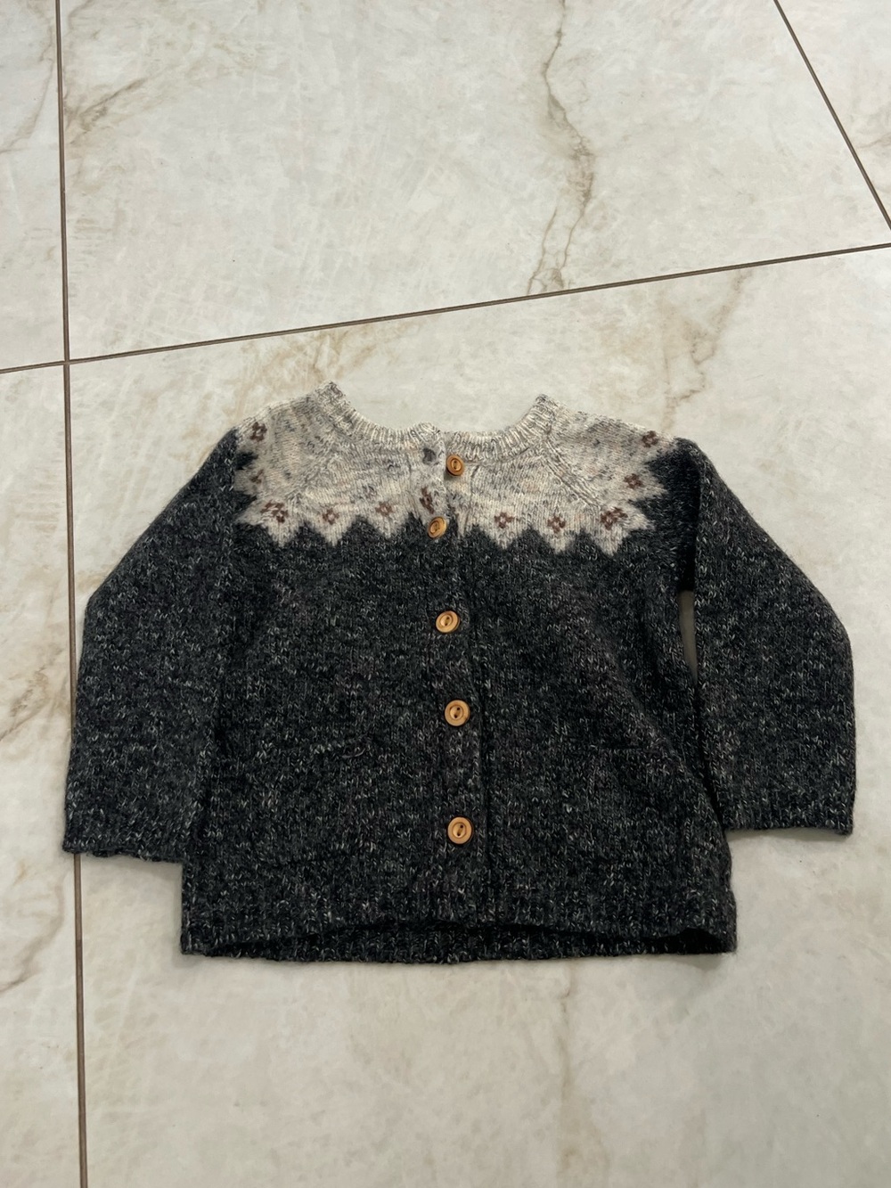 Buho Gray Fair Isle Knit Cardigan Size 18 Months